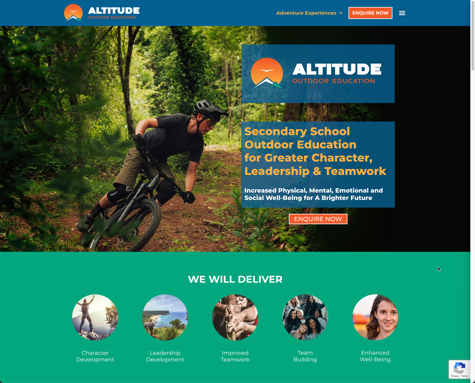 Altitude Outdoor Education Website Homepage